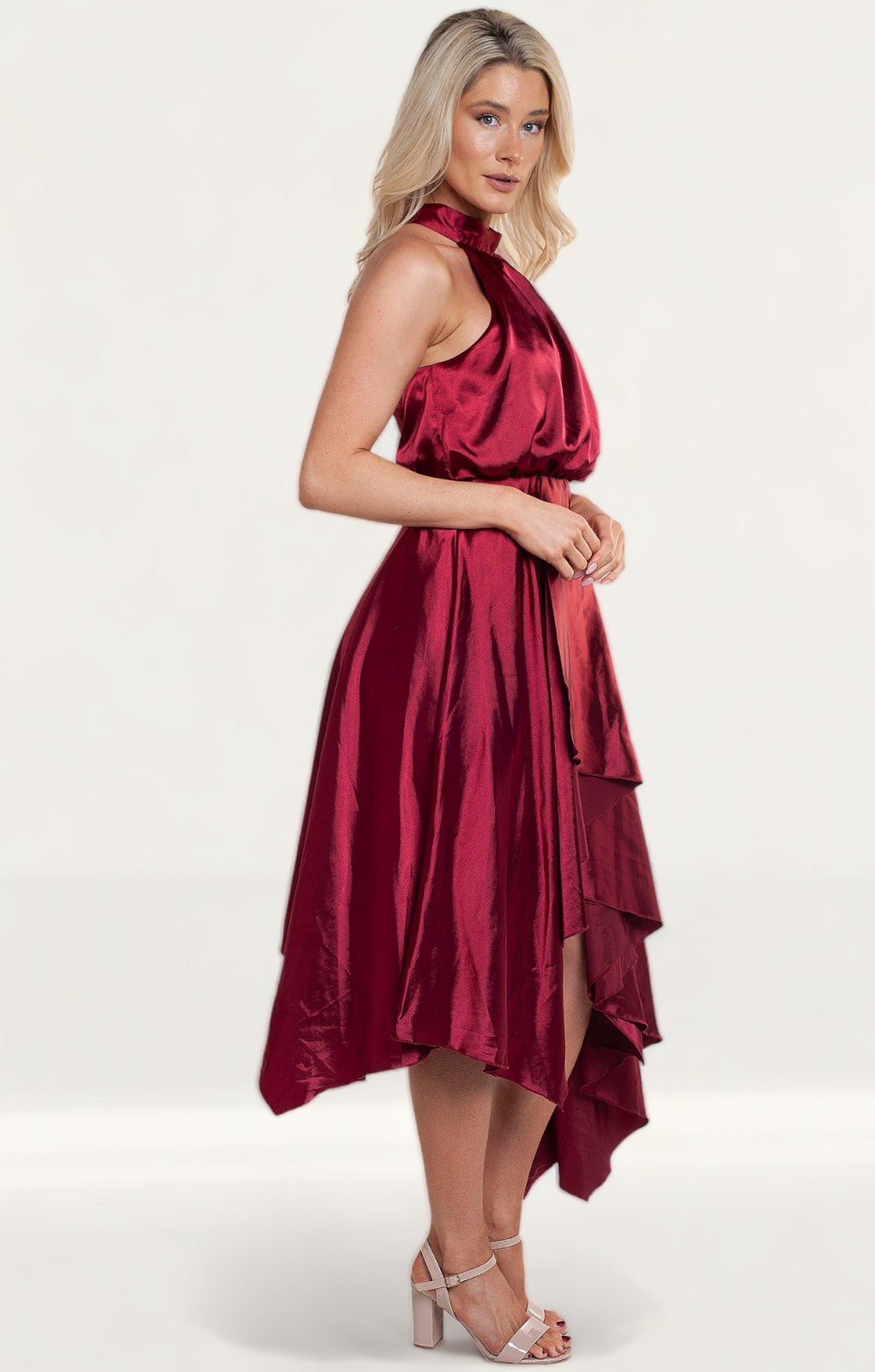 TwoSisters The Label Kathleen Red Halter Midi Dress