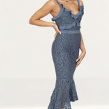 TwoSisters The Label Leanne Blue Crochet Lace Midi Dress