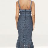TwoSisters The Label Leanne Blue Crochet Lace Midi Dress