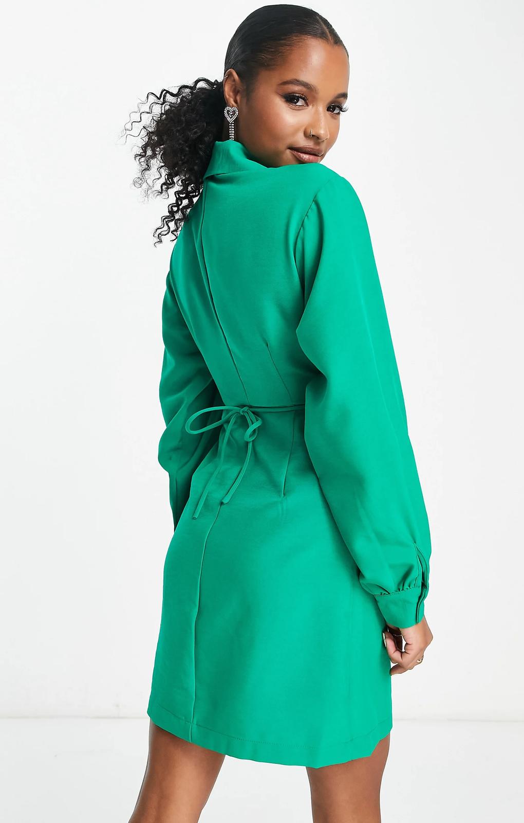 Vero Moda Petite Cut Out Tie Waist Mini Dress In Green – dresses by Vero Moda Petite, available to rent from Hirestreet