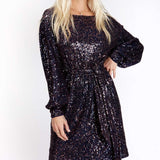 Little Mistress Vogue Williams Navy & Rose Sequin Mini Dress