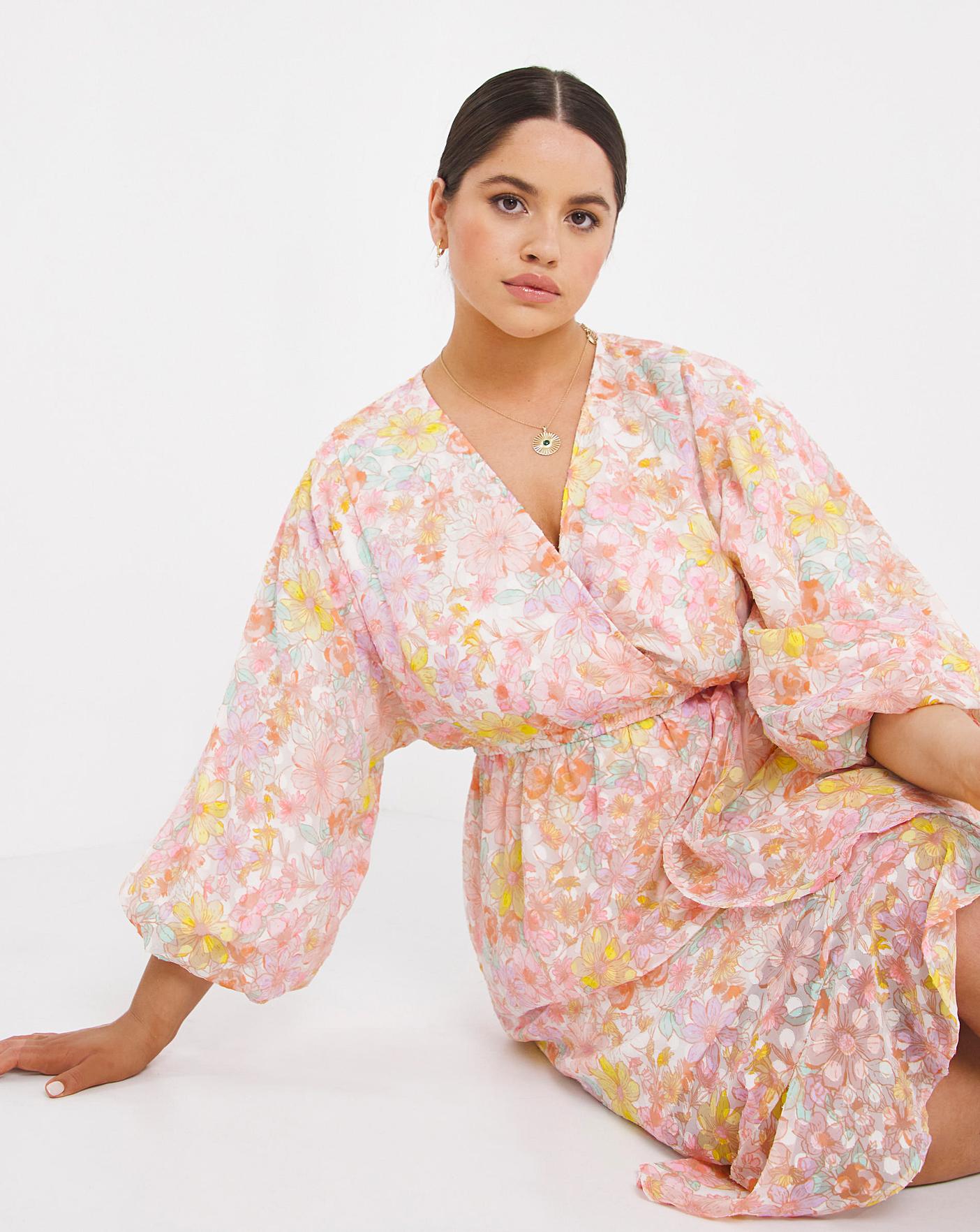 Simply Be Multi Floral Jacquard Midi Dress