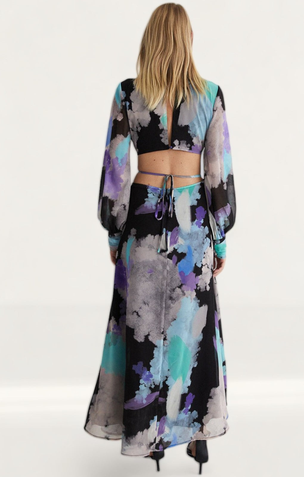 Warehouse Black Cutout Buckle Maxi Dress