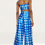 Warehouse Blue Gingham Satin Twill Co-Ord
