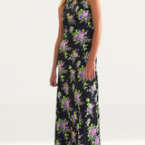 Warehouse Floral Satin Halter Backless Slip Dress
