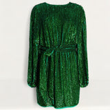 Warehouse Hand Sequined Belted Mini Dress