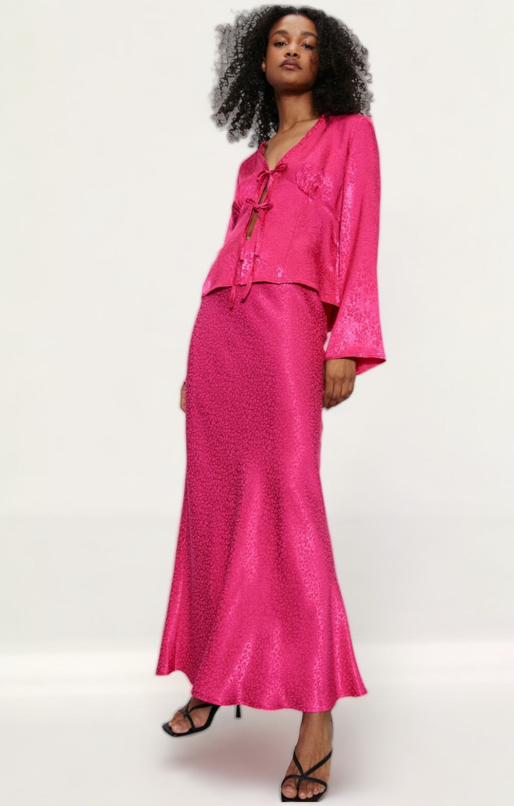 warehouse pink dress Warehouse puff sleeve maxi dress in pink