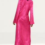 Warehouse Pink Animal Satin Jacquard Tie Front Dress