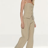 Warehouse Taupe Premium Bustier Tailored Jumpsuit