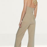 Warehouse Taupe Premium Bustier Tailored Jumpsuit