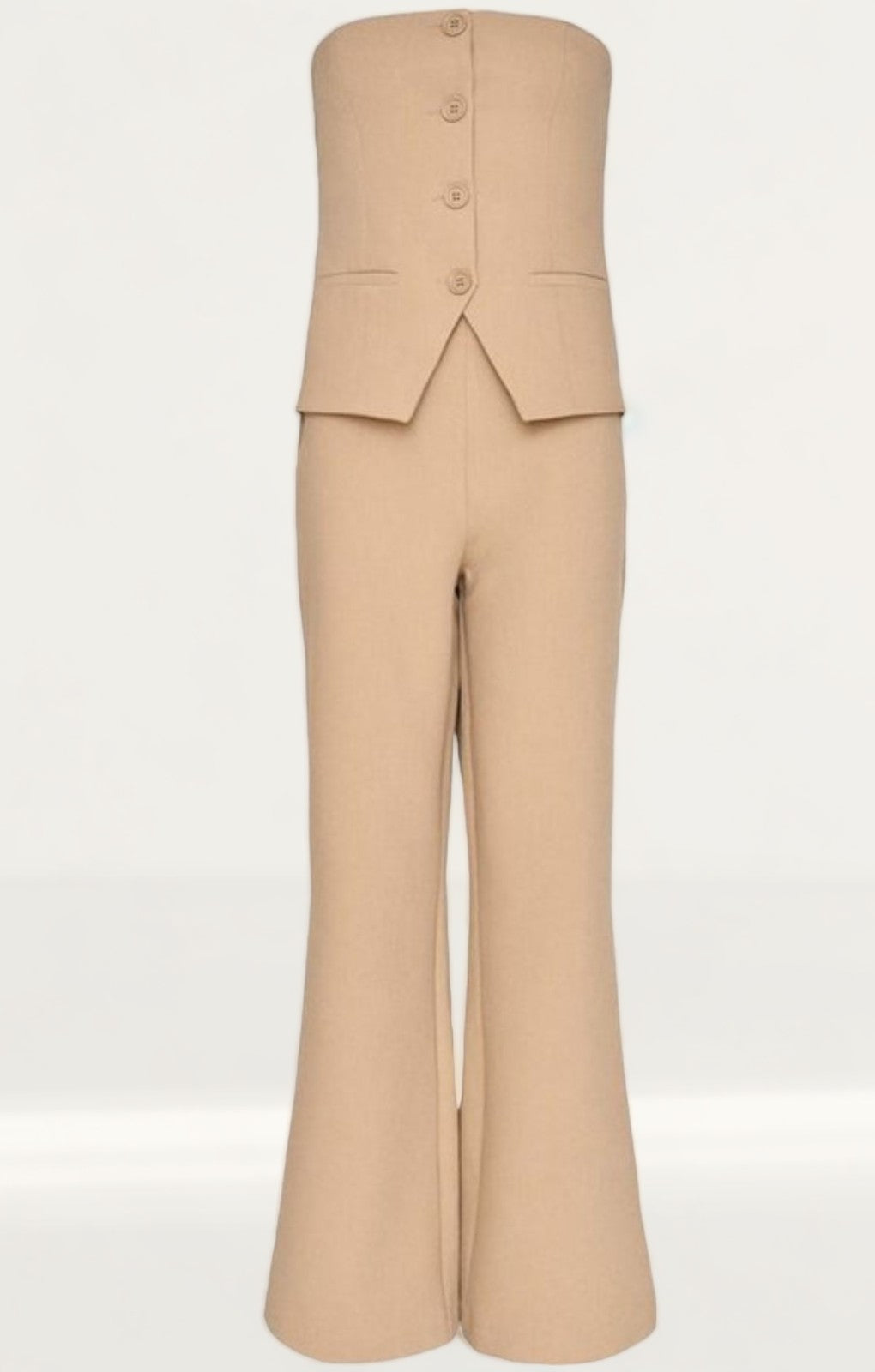 Warehouse Taupe Premium Bustier Tailored Jumpsuit