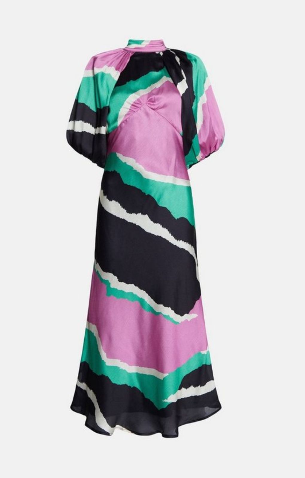 Warehouse Multi Colour Block Puff Sleeve Dress