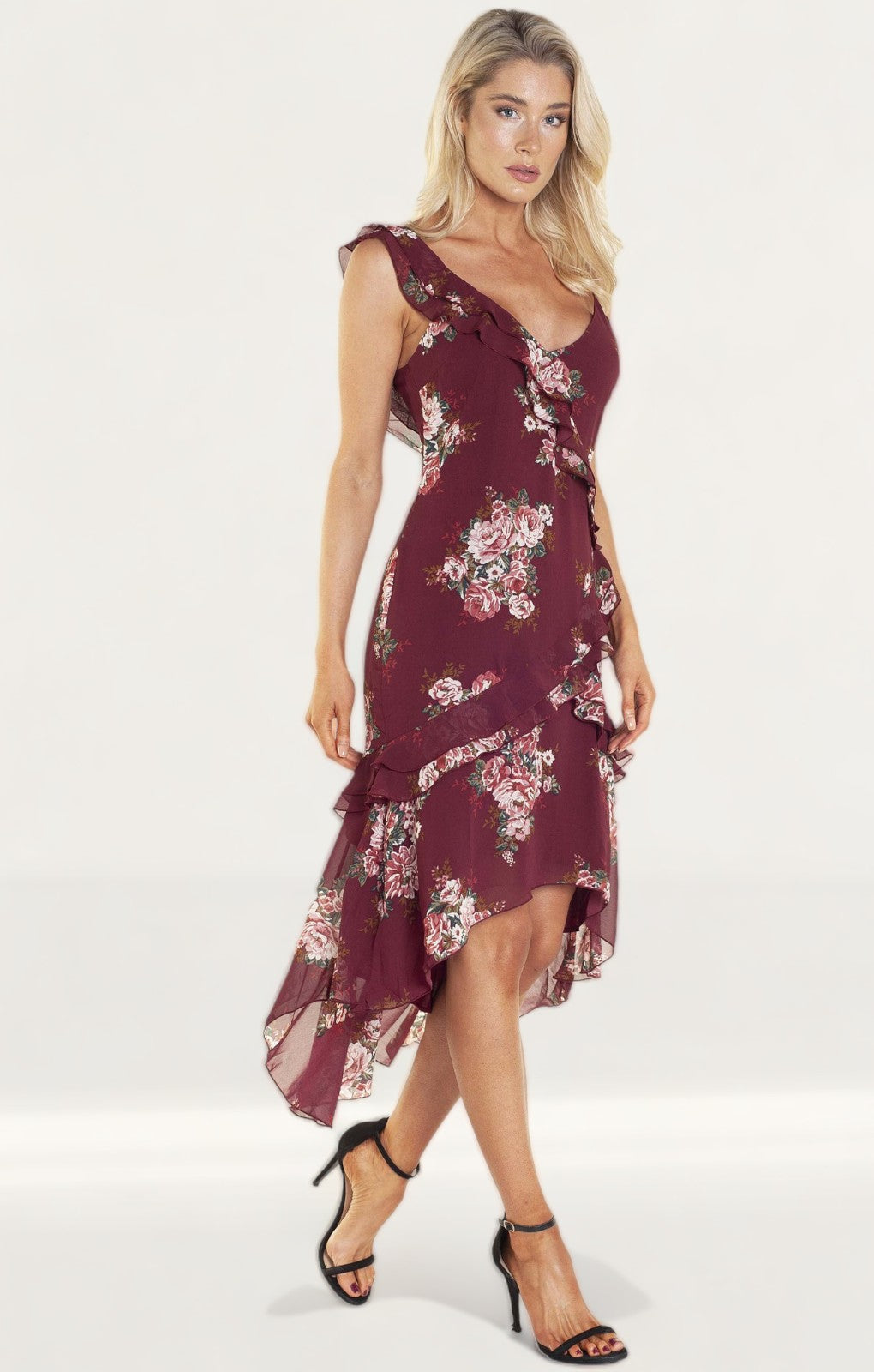 WAYF Marlyn Tiered Ruffle Midi Dress