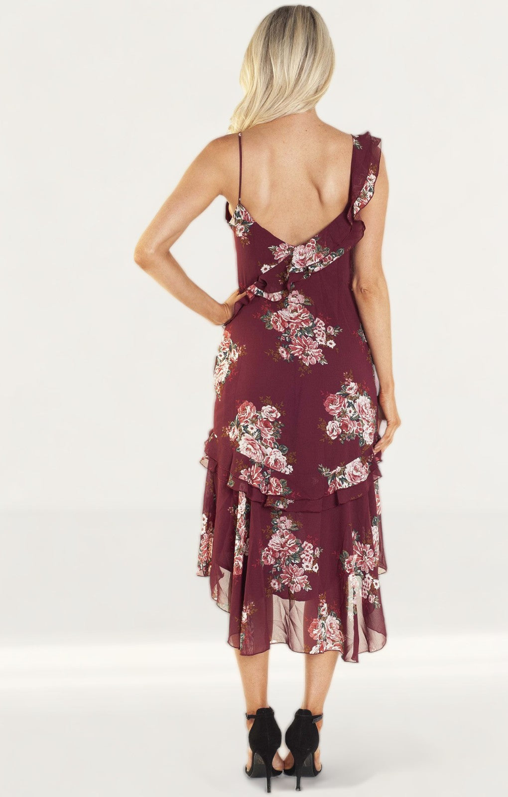 WAYF Marlyn Tiered Ruffle Midi Dress