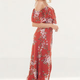 WAYF Nanette Ruffle Wrap Midi Dress