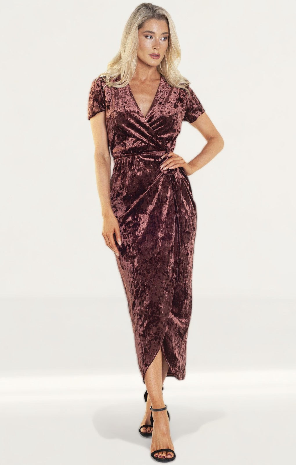 WAYF Next To You Velvet Wrap Dress