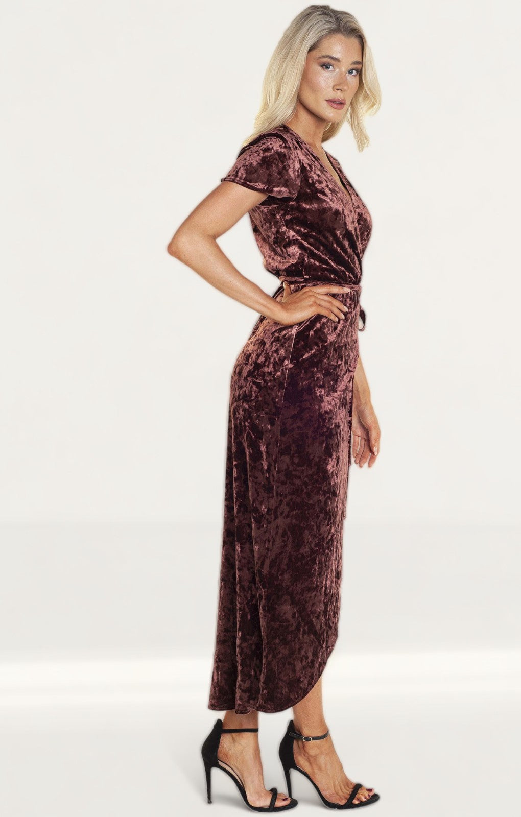 WAYF Next To You Velvet Wrap Dress