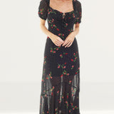 WAYF Pamela Off Shoulder Chiffon Maxi Dress