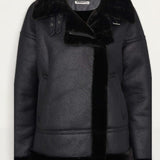 Whistles Black Faux Fur Biker