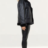 Whistles Black Faux Fur Biker