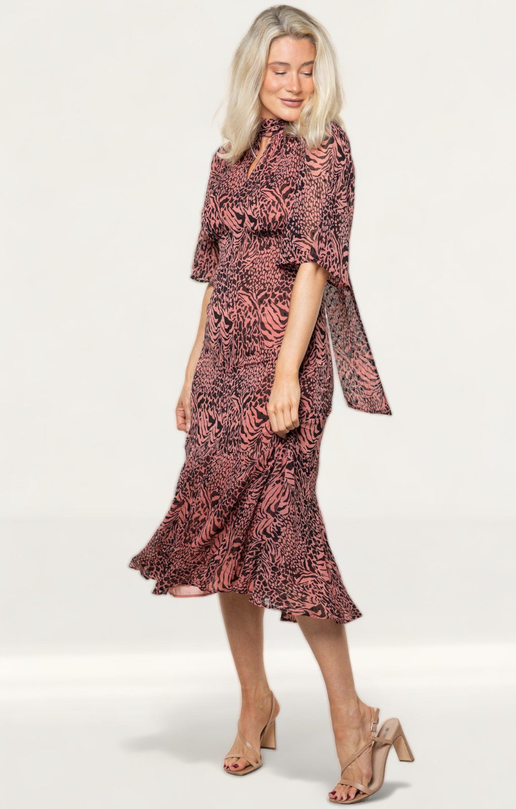 Whistles Desert Zebra Print Midi Dress
