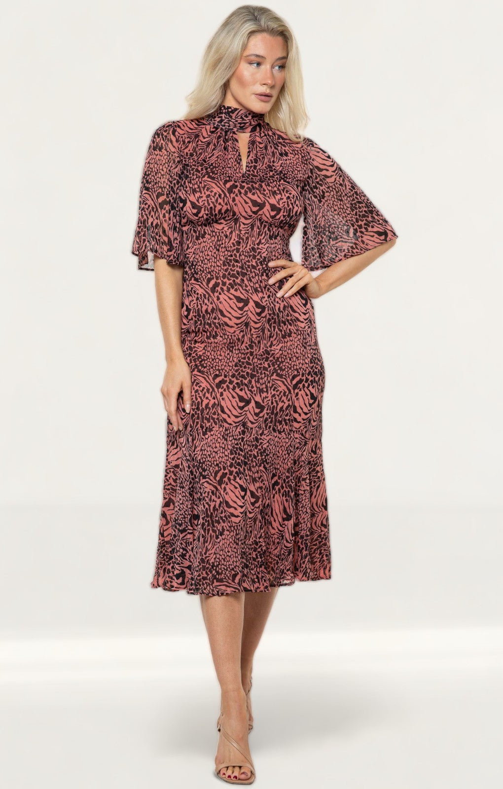 Whistles Desert Zebra Print Midi Dress