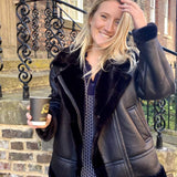 Whistles Black Faux Fur Biker