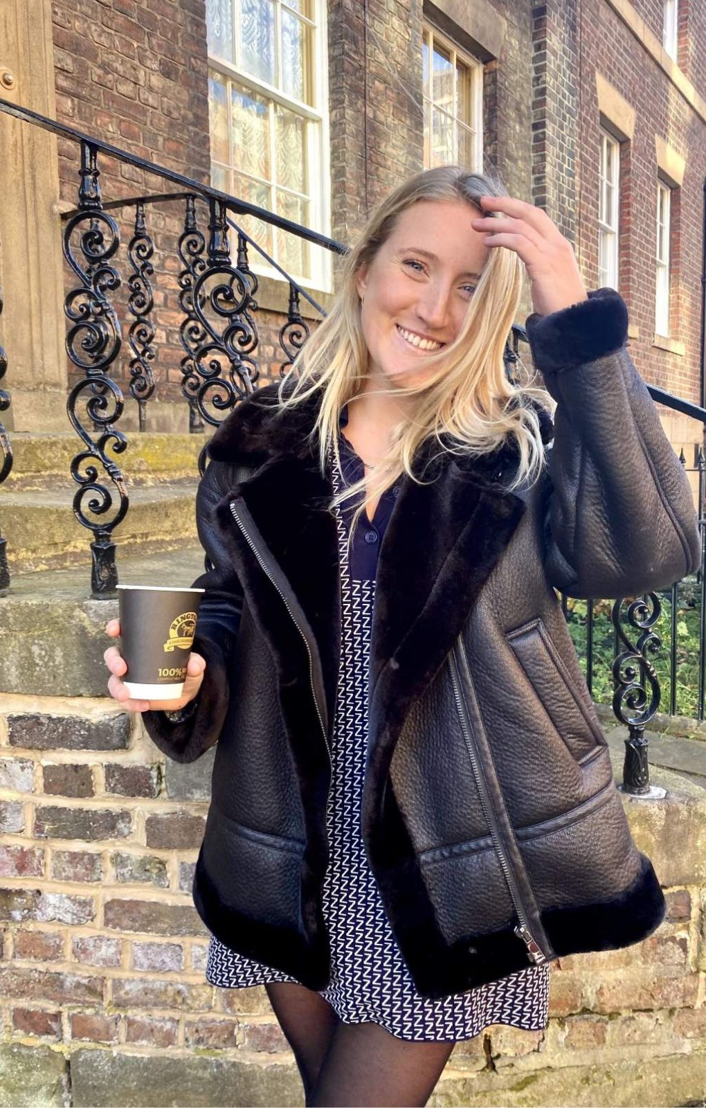Whistles Black Faux Fur Biker