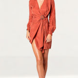Winona Copper Axel Wrap Mini Dress