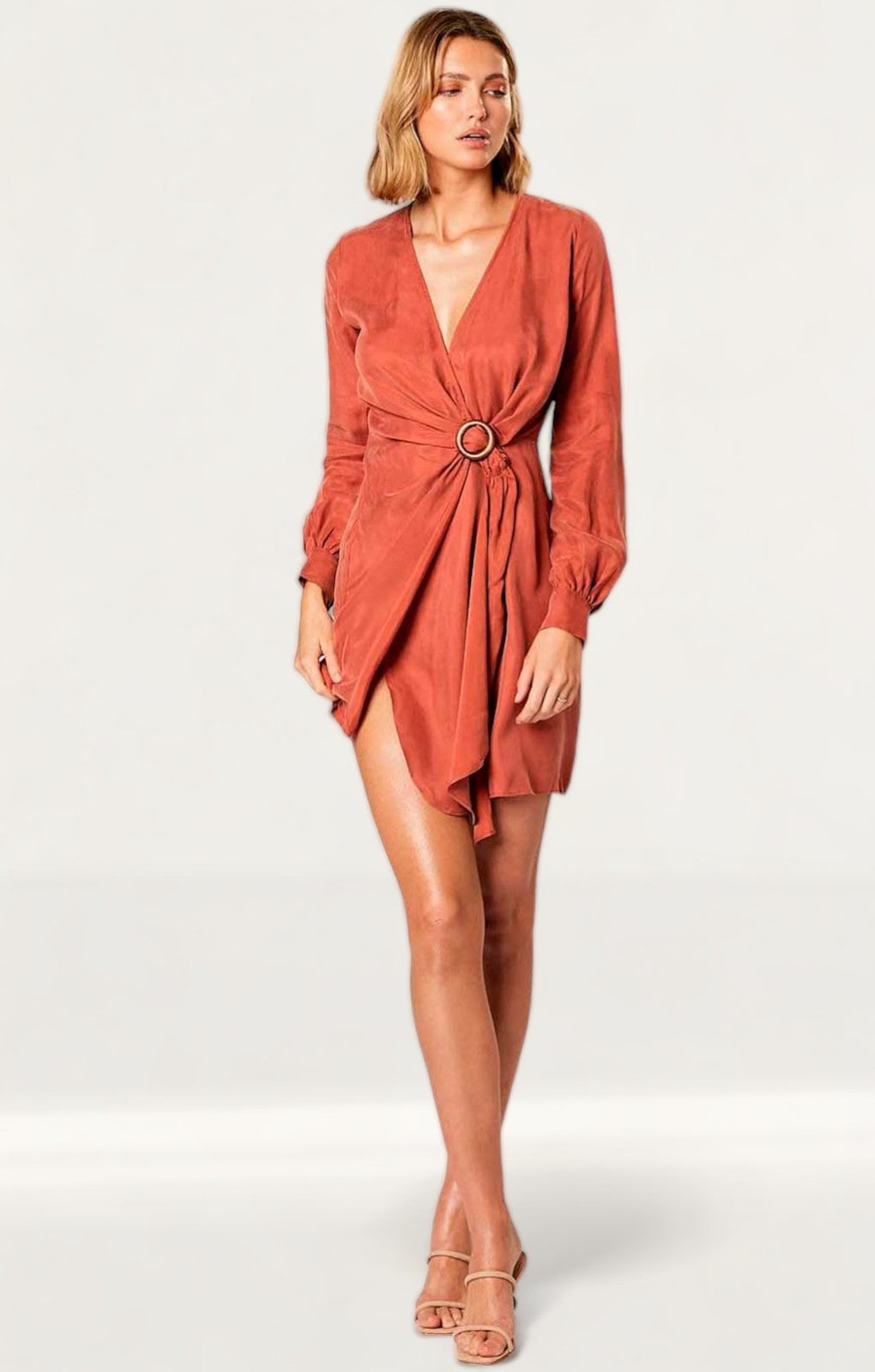 Winona Copper Axel Wrap Mini Dress
