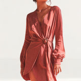 Winona Copper Axel Wrap Mini Dress