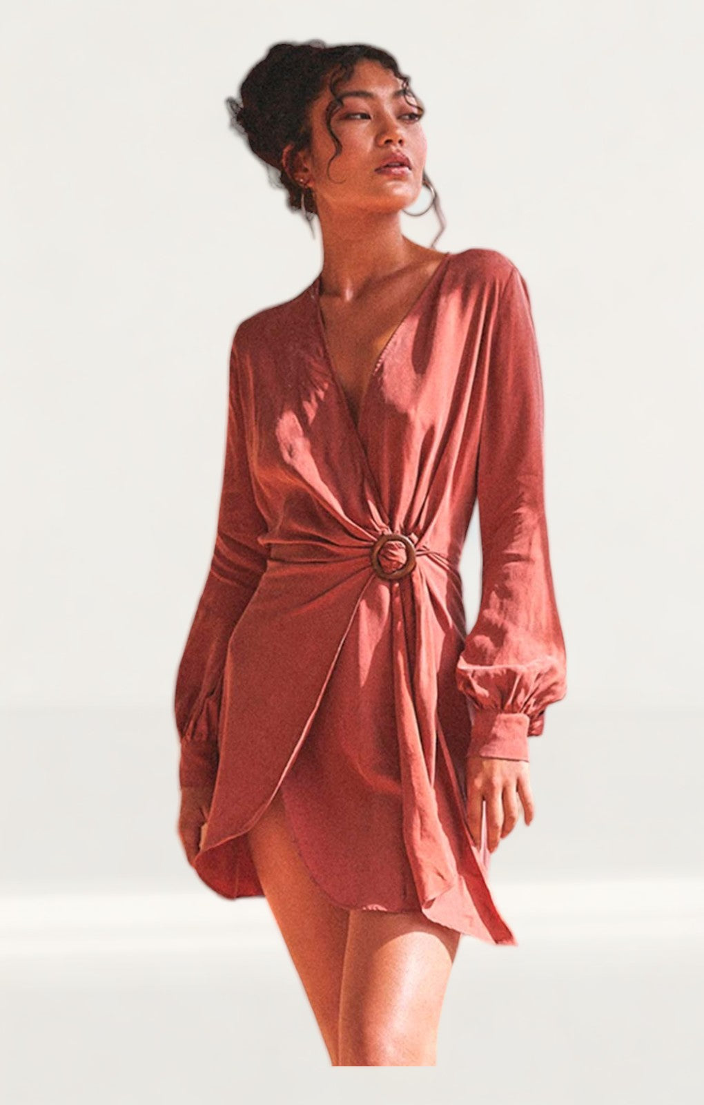 Winona Copper Axel Wrap Mini Dress
