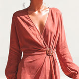 Winona Copper Axel Wrap Mini Dress