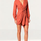 Winona Copper Axel Wrap Mini Dress