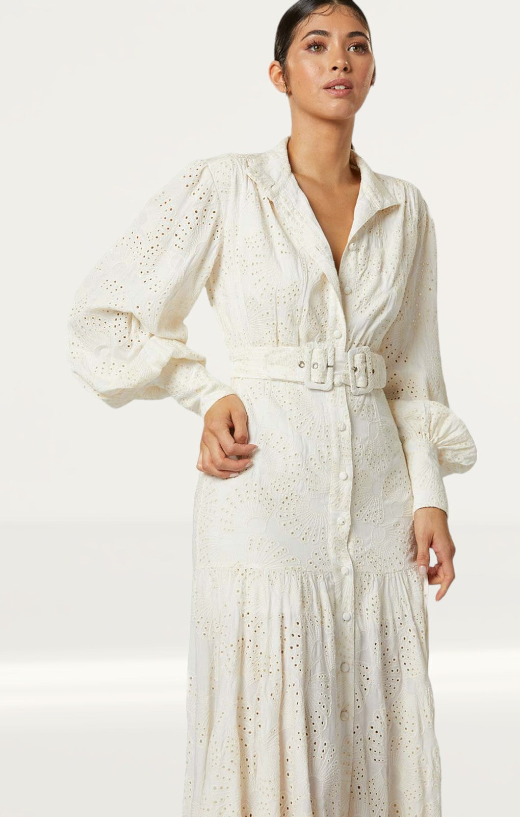 Winona Cream Gazelle Button Up Maxi Dress