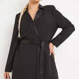 Simply Be Mini Black Blazer Dress with Satin Lapels