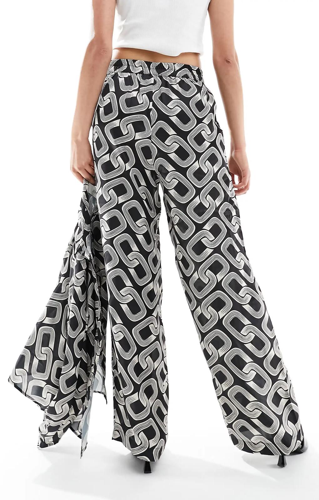 Y.A.S Satin Trouser In Mono Print – trousers by YAS, available to rent from Hirestreet