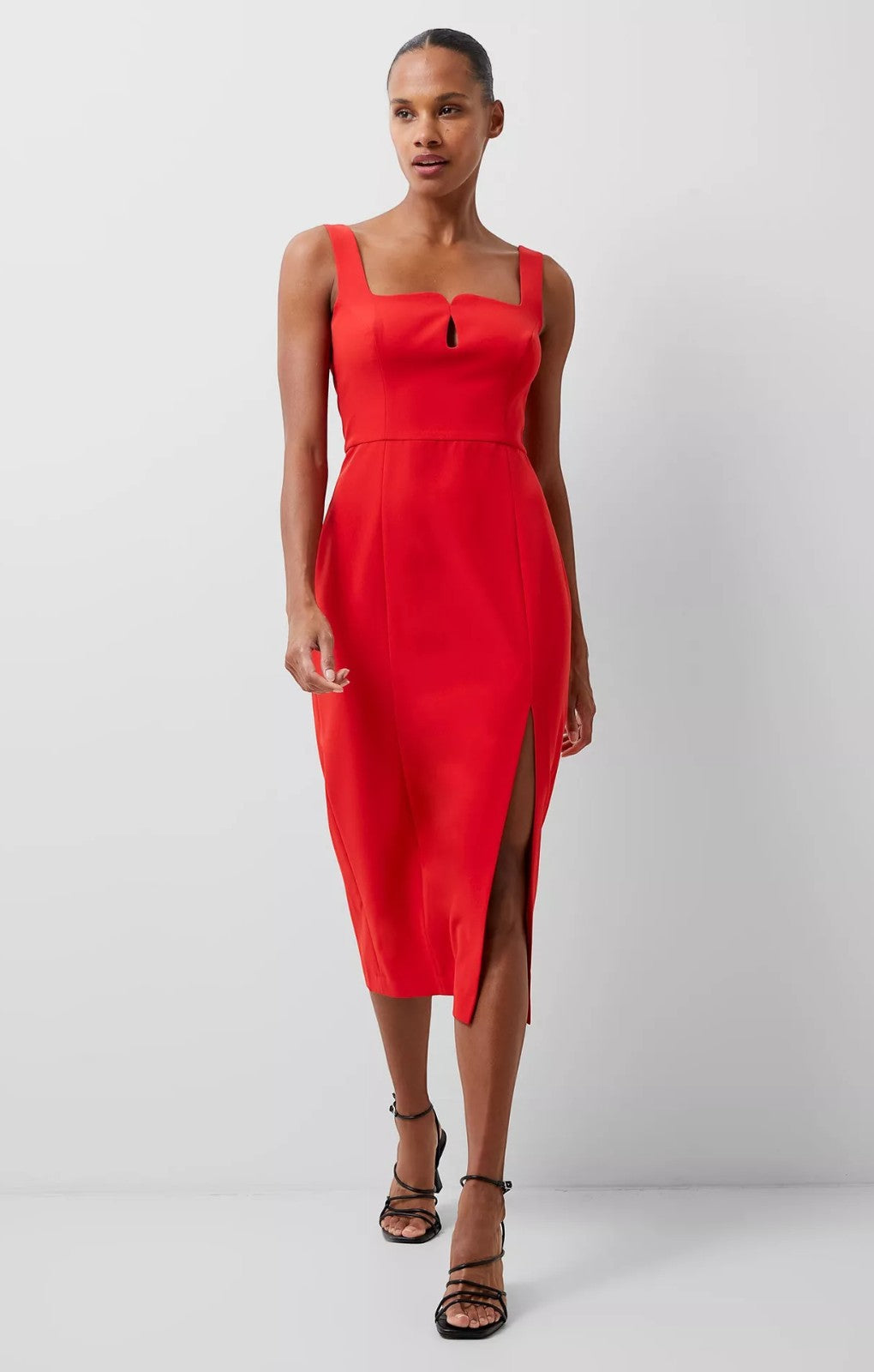 French Connection Echo Crepe Keyhole Midi Dress