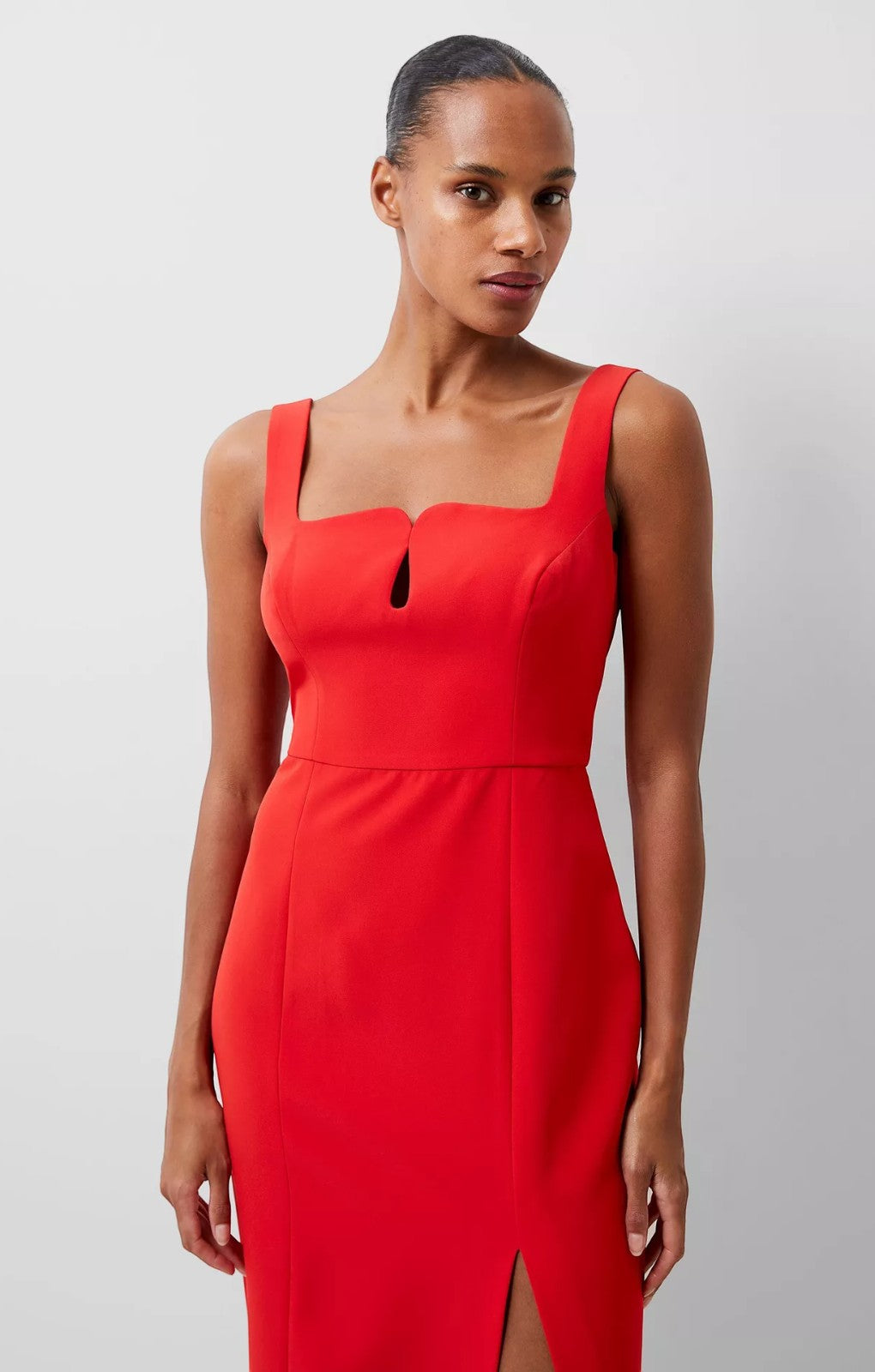 French Connection Echo Crepe Keyhole Midi Dress