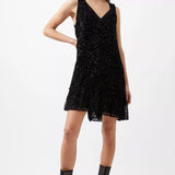 French Connection Diandra Devore Shift Dress Blackout