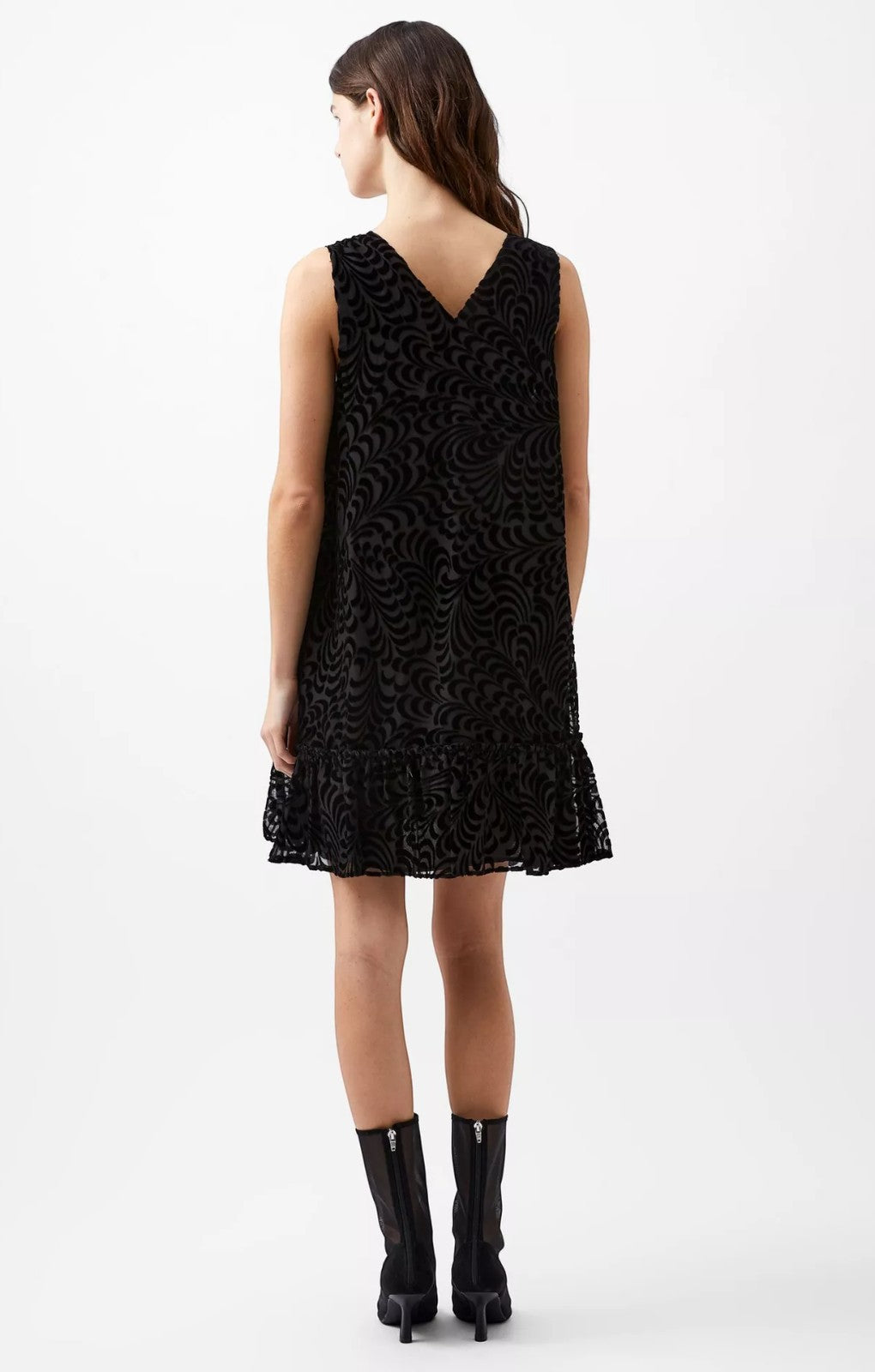 French Connection Diandra Devore Shift Dress Blackout