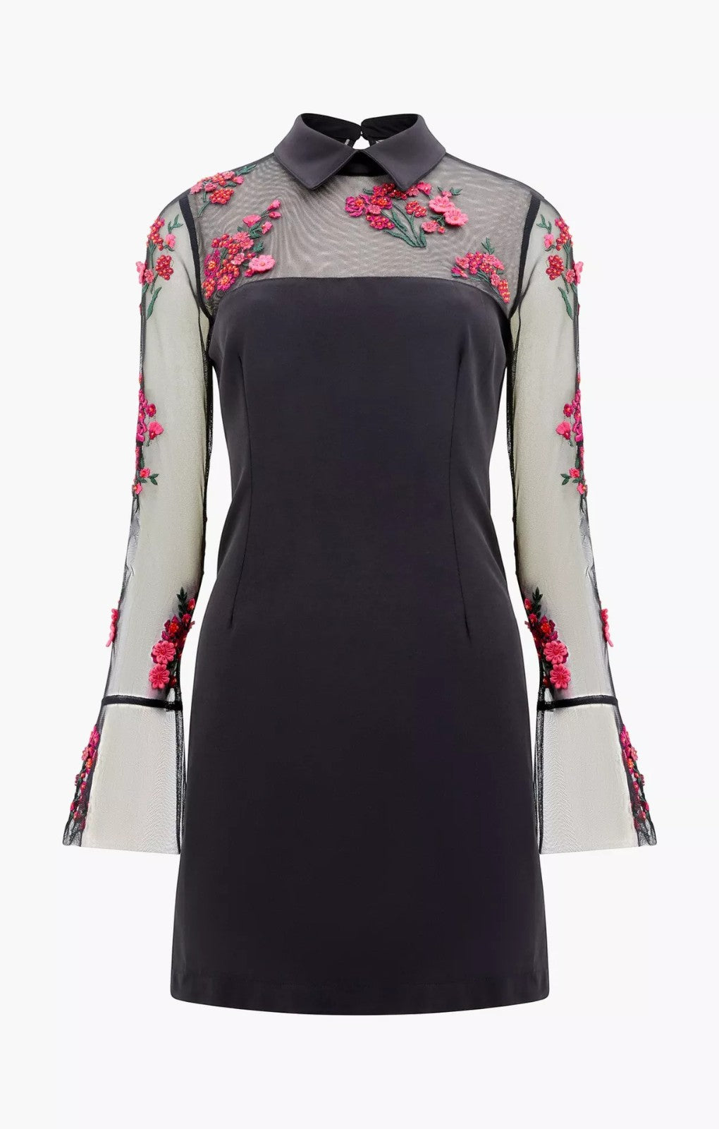 Rent French Connection Darcy Embroidered Long Sleeve Mini Dress Black | Hirestreet Rent French Connection Darcy Embroidered Long Sleeve Mini Dress Black | Hirestreet