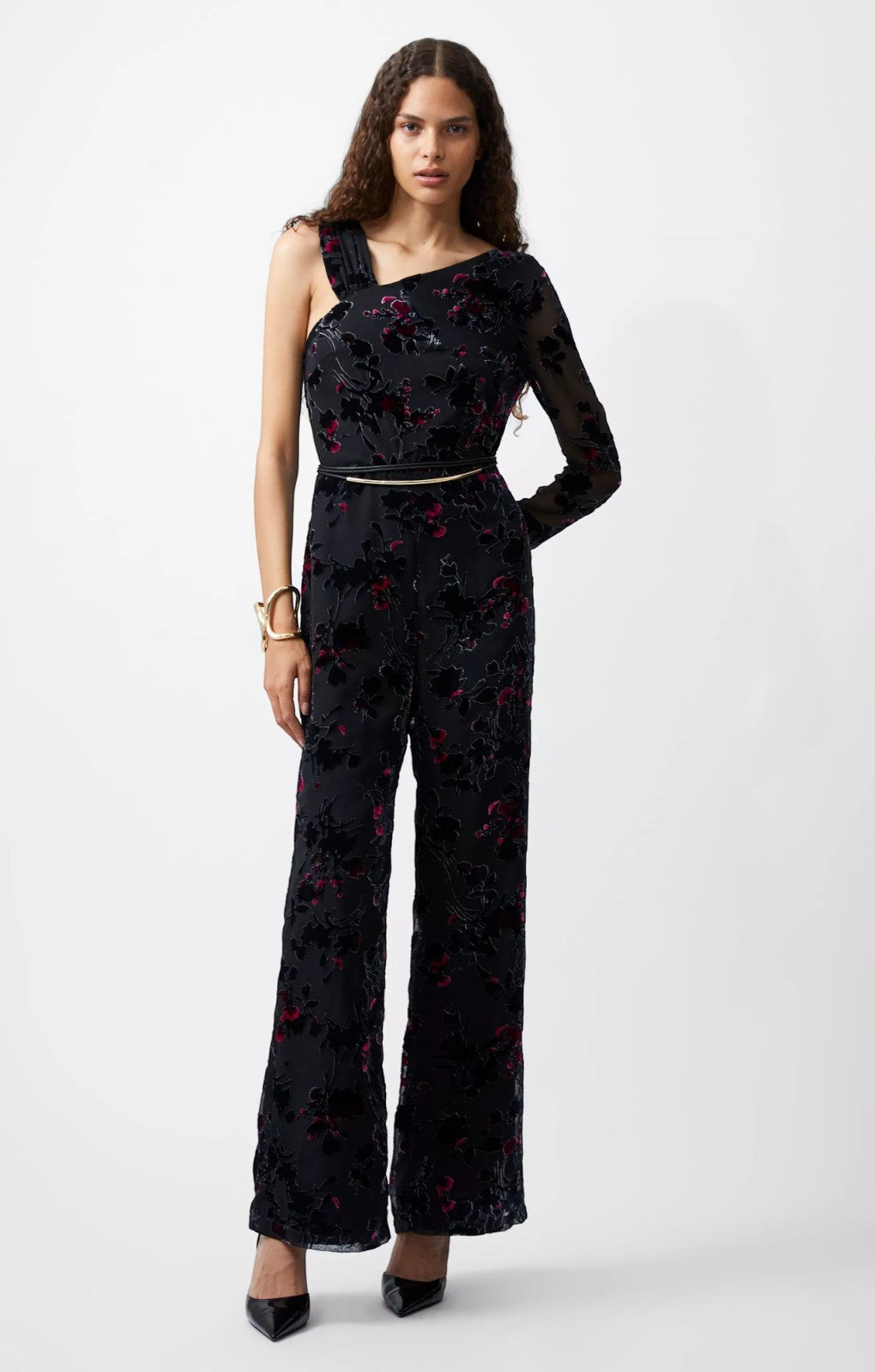 French Connection Guthren Devore Jumpsuit Baked Cherry