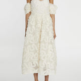 True Decadence Bardot Bust Cup Midi Dress - Cream