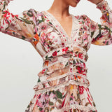 AllSaints Zora Leondra V-Neck Ruffled Mini Dress