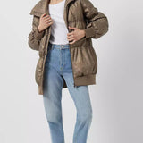 French Connection Eona Leopard Recycled Vegan Leather Puffer