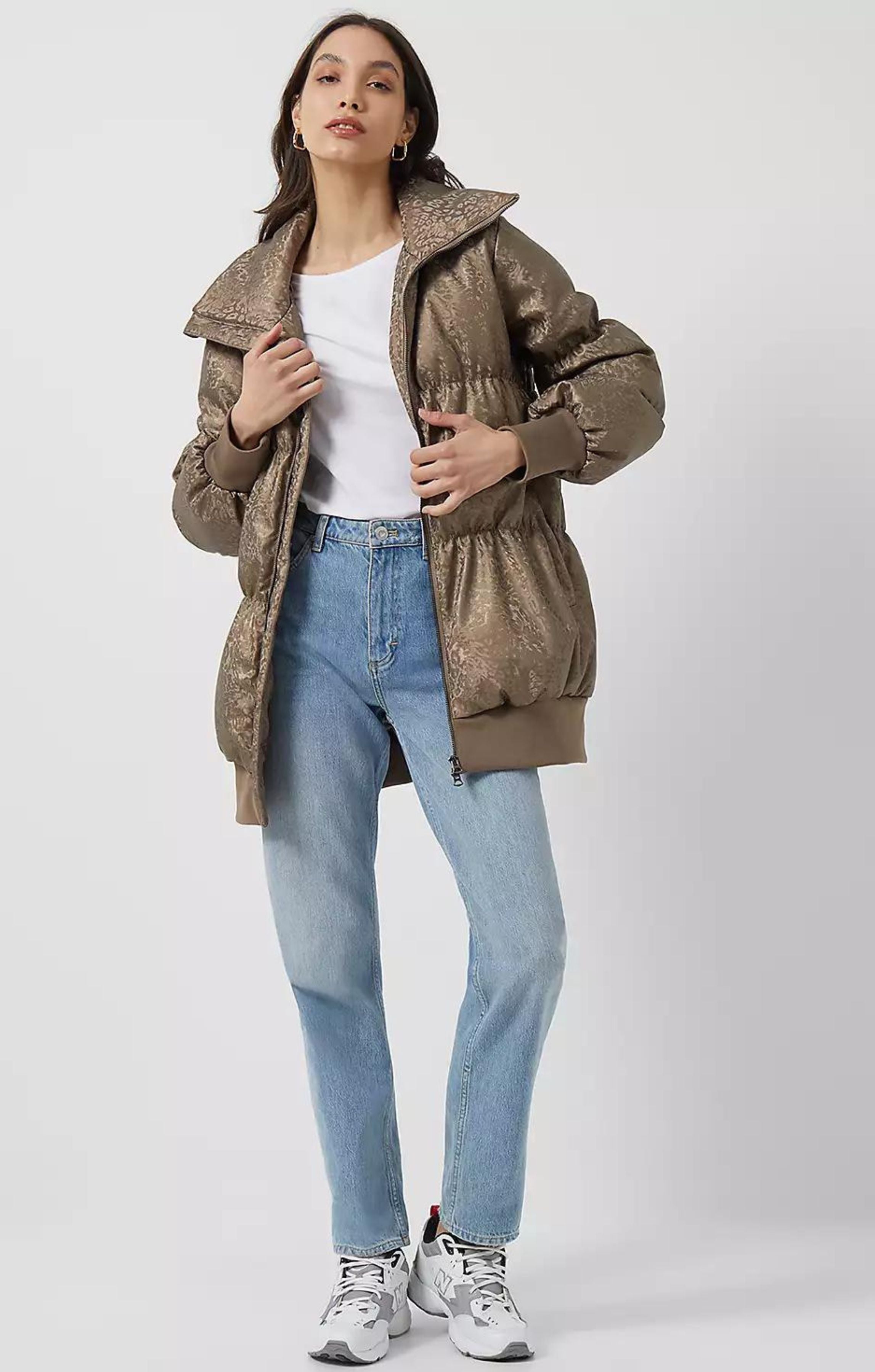 French Connection Eona Leopard Recycled Vegan Leather Puffer