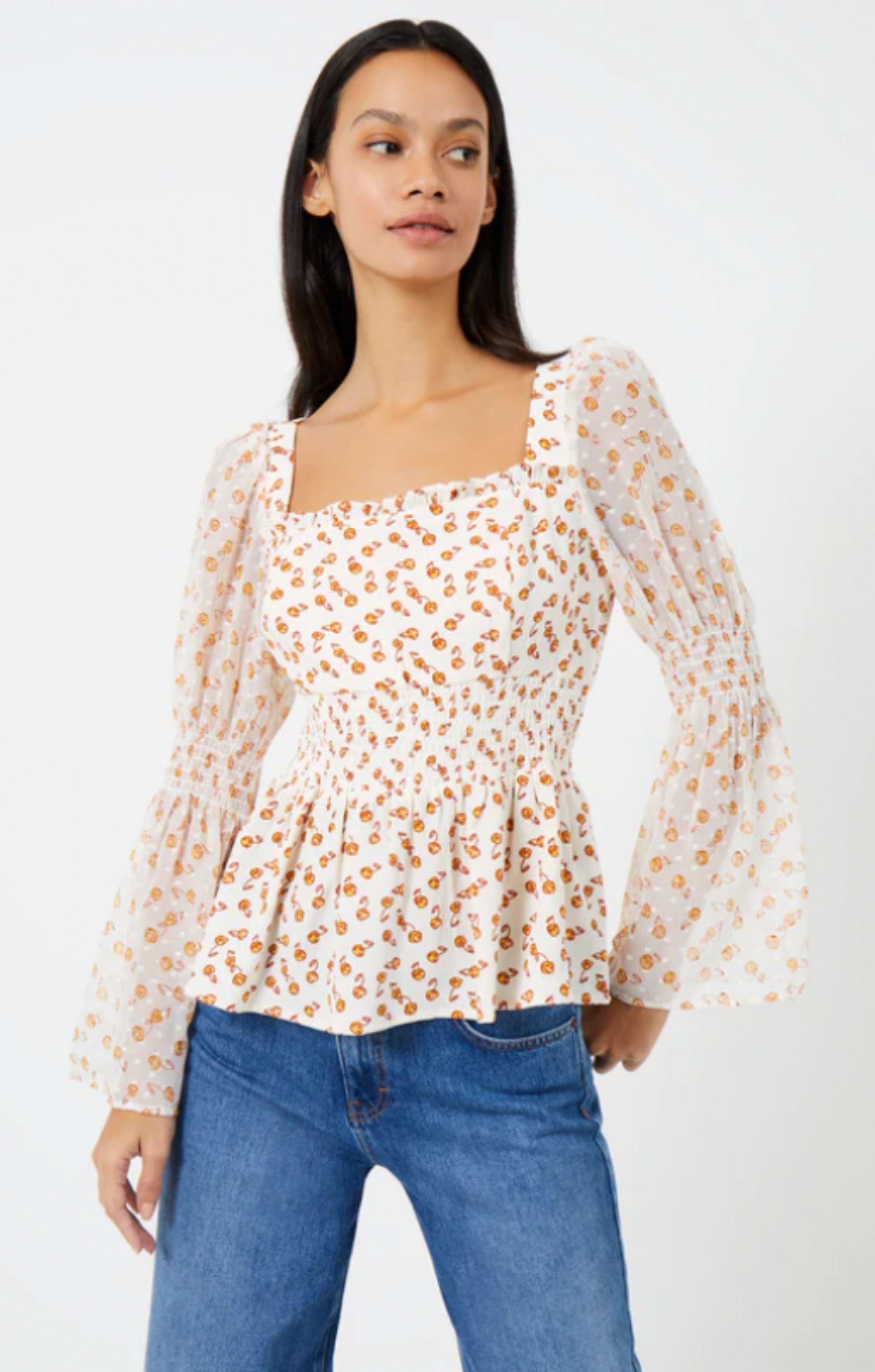 French Connection Francine Callie Drape Smocked Blouse