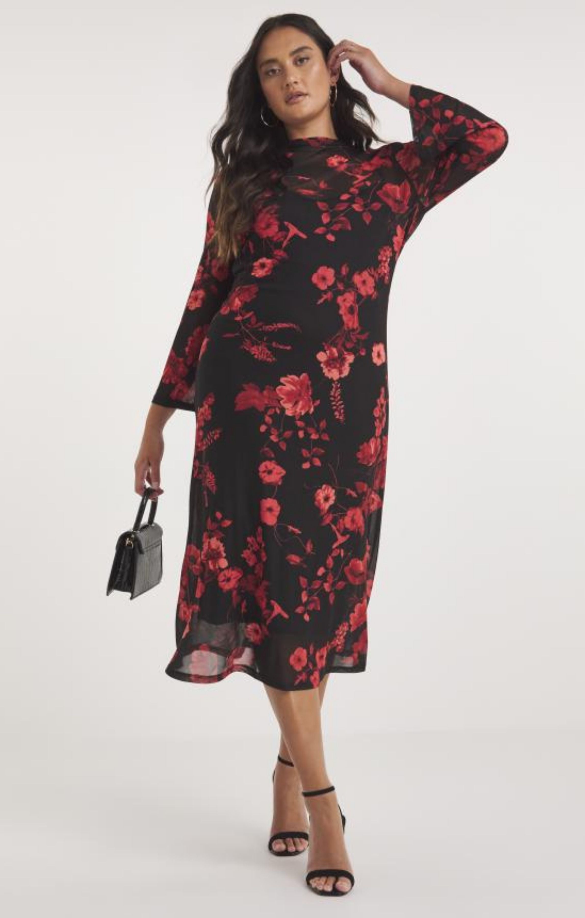 Joanna Hope Printed Mesh Midi Dress