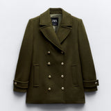 Zara Wool Blend Double-Breasted Coat